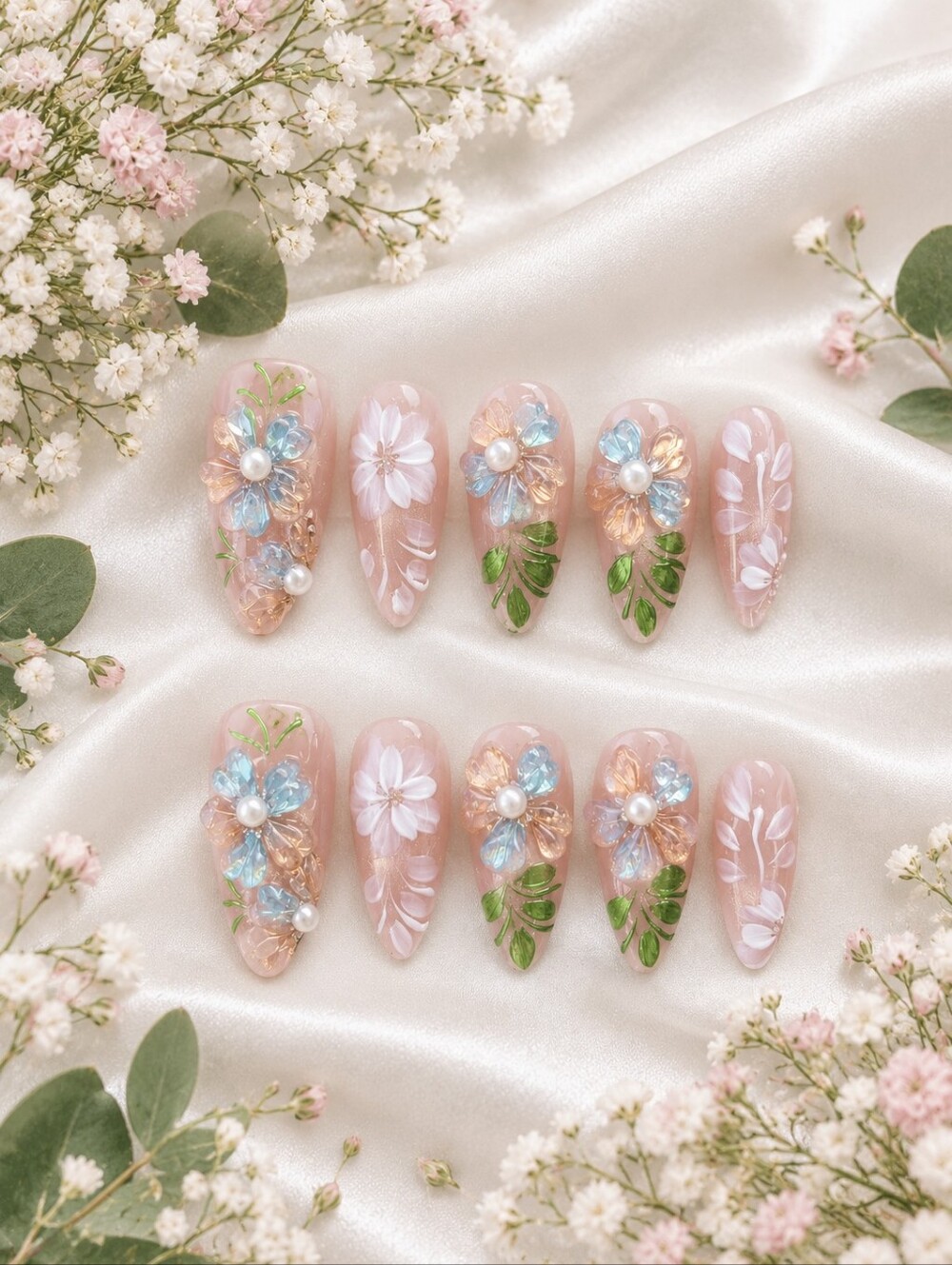 Minimalist Flower Garden Press-On Nails